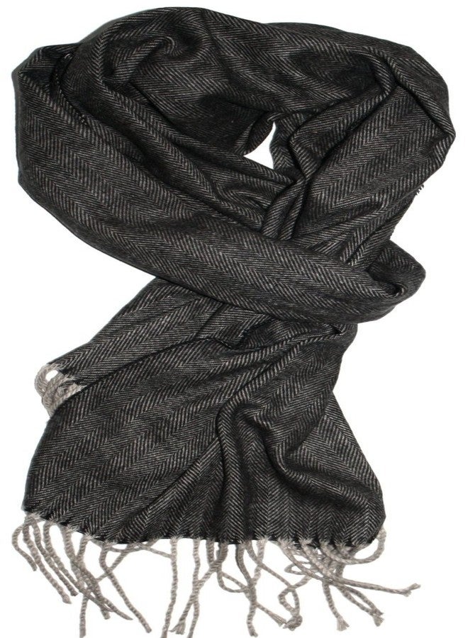 VERONZ Super Soft Luxurious Classic Cashmere Feel Winter Scarf With Gift Box (Black Gray Herringbone Gift 1) - Image 1